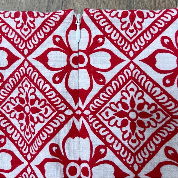 Boden Textured A-Line Mini in Poinsettia, Block Pome - Picture 9 of 12